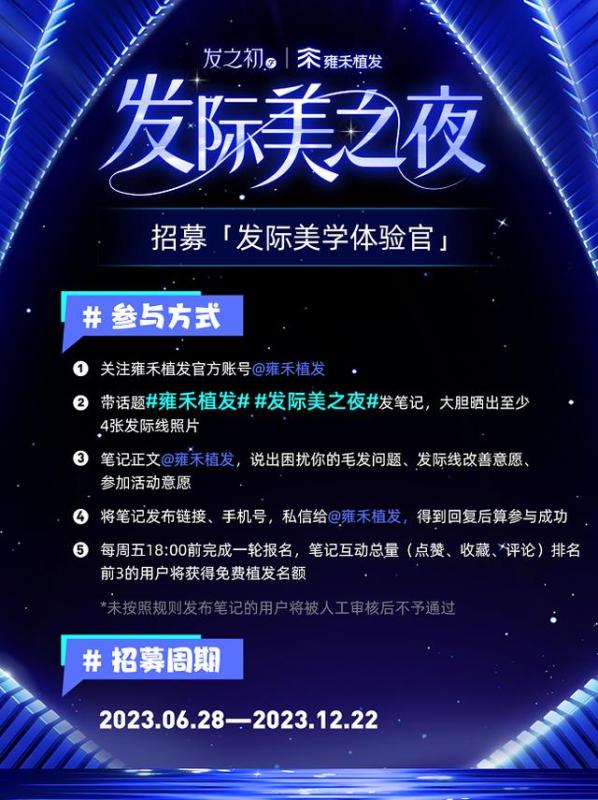 百亿植发补贴疯狂派发中 雍禾发际美之夜12月23日抖音开秀